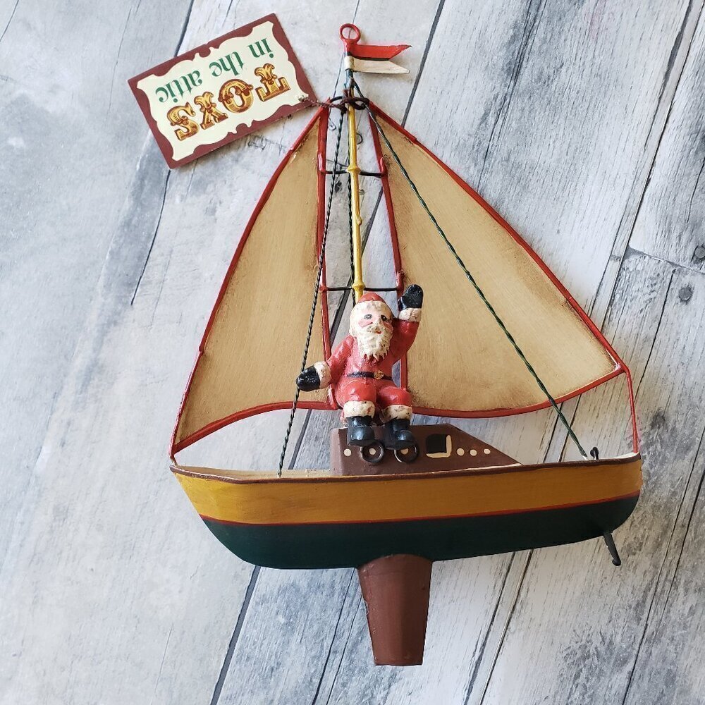 Department 56 Toys In The Attic Santa On Sailboat Metal Christmas